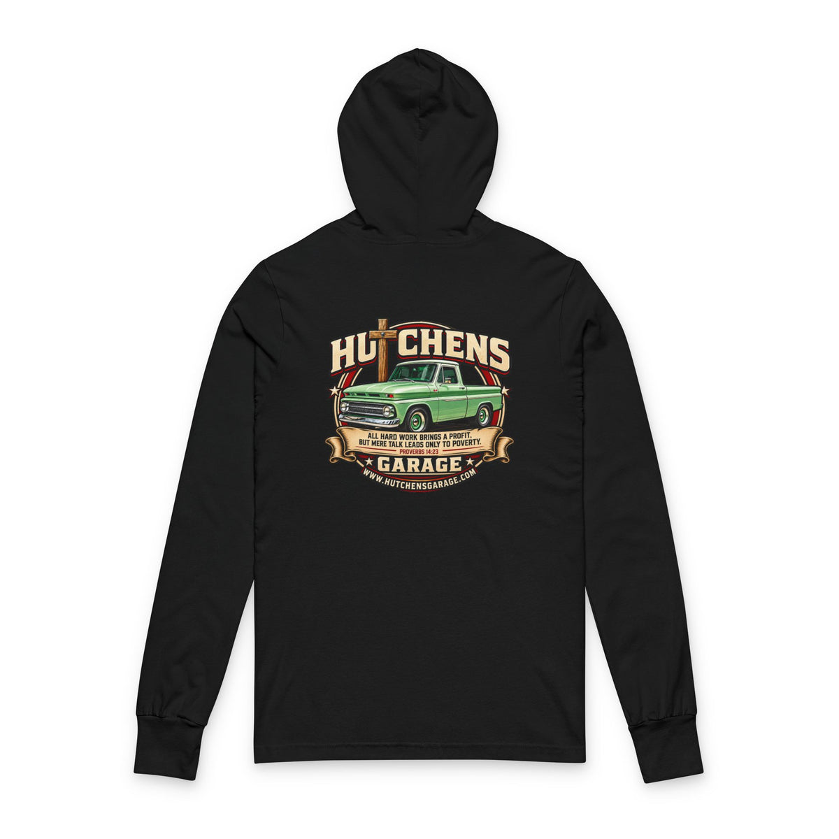 Hutchens Garage Classic Car Unisex Hooded Long Sleeve Tee