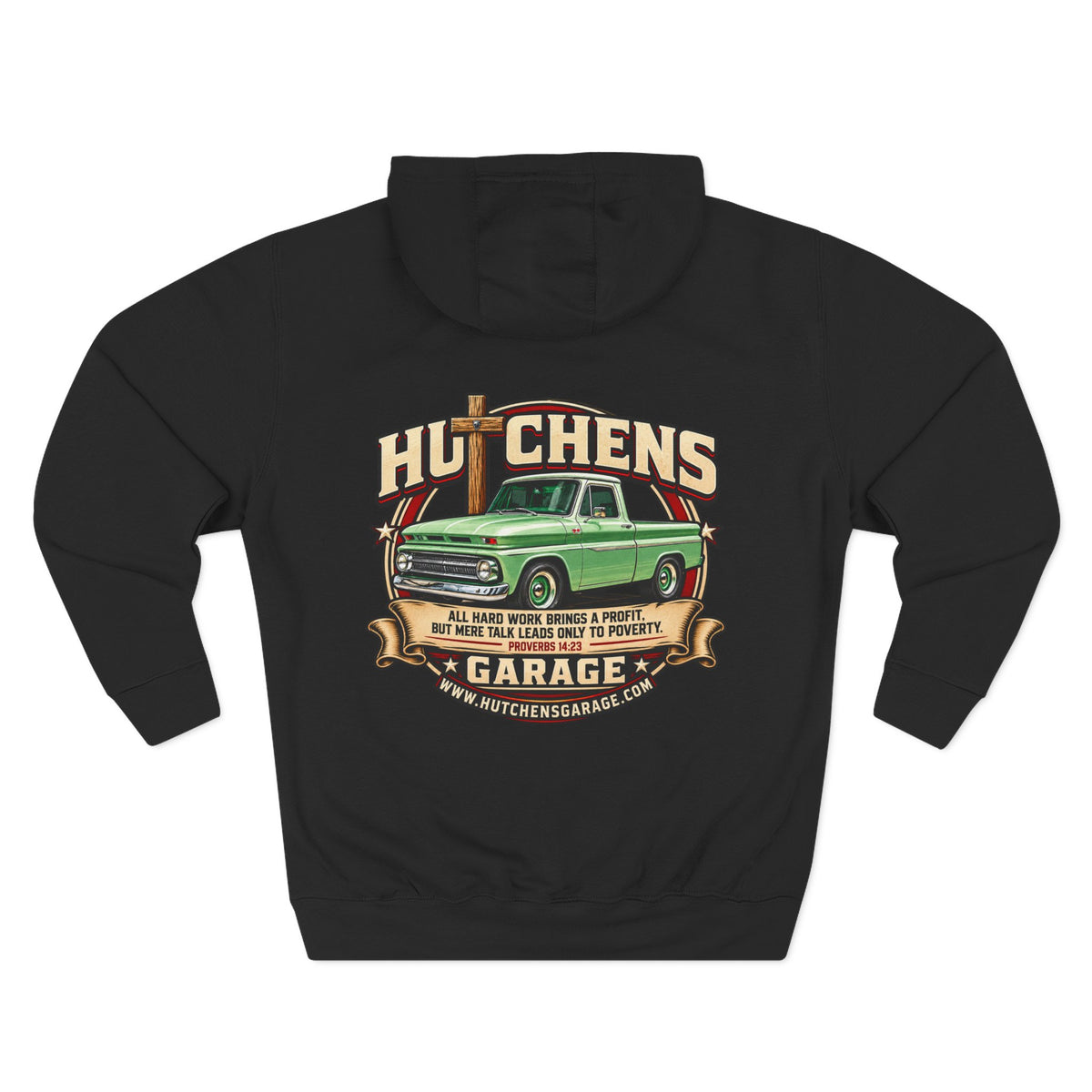 Hutchens Garage Classic Car Three-Panel Fleece Hoodie